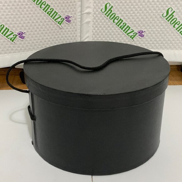 Vintage Goorin Bros Cardboard Hat Box Strap Storage Container Paper Black Gold - Picture 4 of 16